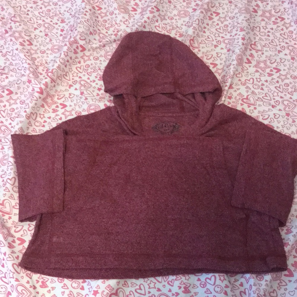 Red Camel Short Sleeve Kangaroo Pouch Hoodie M
